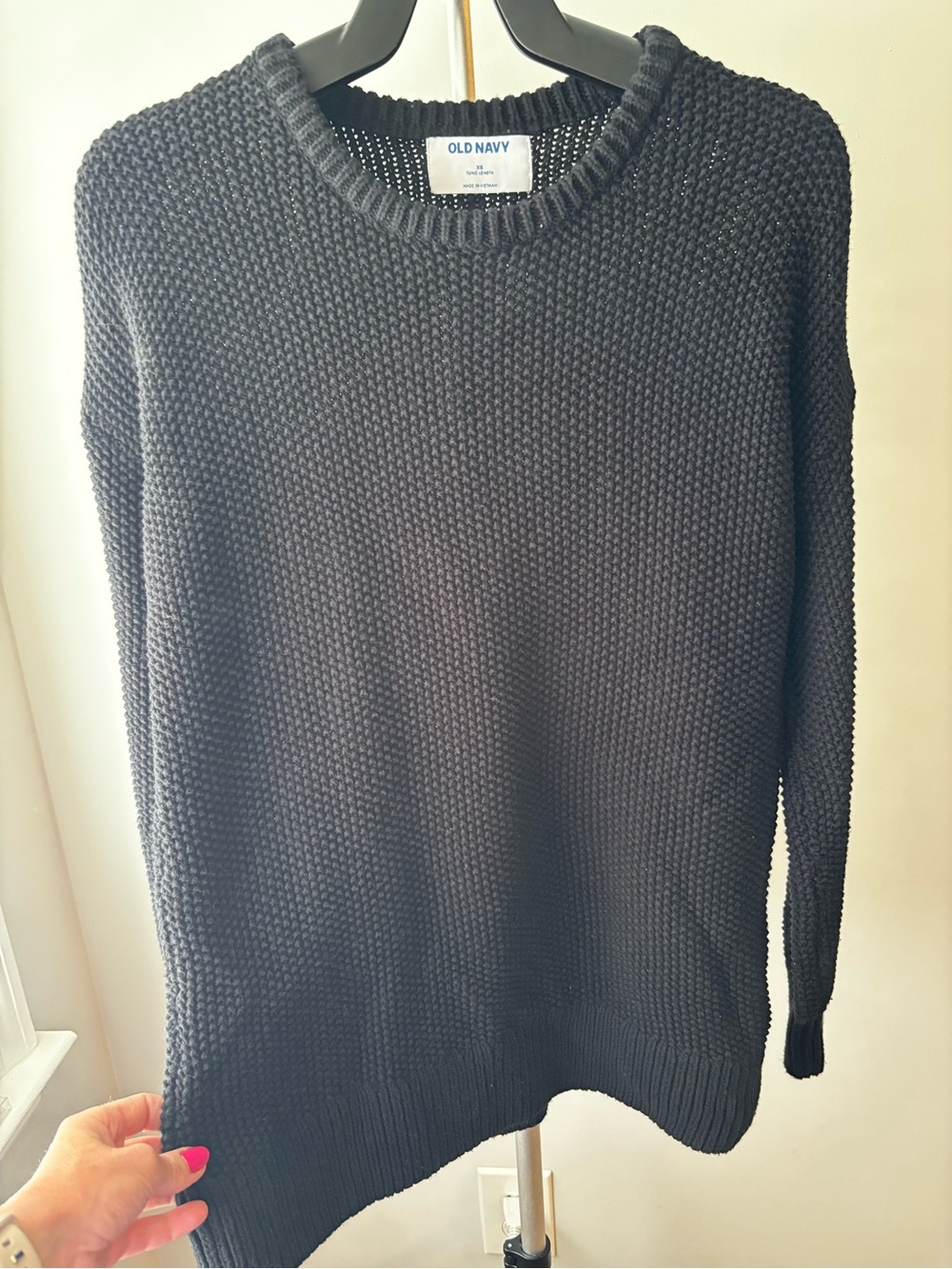 Women’s 100% cotton, Old Navy Black Waffle Knit Crewneck Sweater